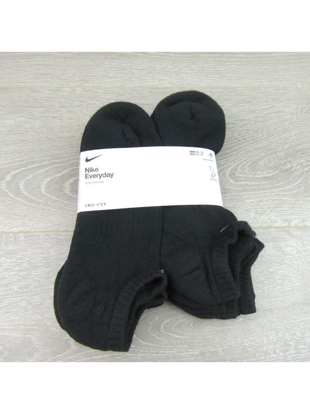 Nike Everyday Cushion No Show Socks 6 Pack Mens Size 8-12 Black NEW - Picture 2 of 8